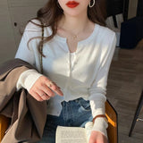 Woherb And Winter Knitwear With A Thin White Cardigan Coat With A Slim Long-Sleeved Sweater Jacket-Outfit