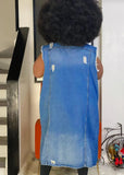 Spring Blue Jeans Ripped Long Plus Size Denim Vest