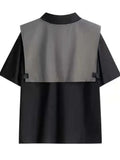 Gothic Men Suits Cargo Vest + Shirt + Shirts 3 Pieces Set Summer Clothes Punk Preppy Streetwear Casual Outfit Men Fashion