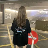 Harajuku Clothing Loose Cute Reflective Pattern T-Shirt Women Couples Tops Streetwear Cool Harajuku High Street T