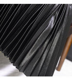 Spring Summer Women Pleated Mid Skirts Elastic Waisted Solid Elegant Skirt 11 Colors Availabled QH1674-Outfit