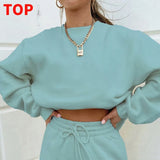 Print Women 2 Piece Set Long Sleeve Sweatshirt Sweatshorts Loose Casual Tracksuit Loungewear 2021 Autumn