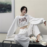 Women Crops Y2k Autumn Slim Vintage Mujer Lady All-match Club O-neck Secy Popular College Ins School Girls Harajuku-Outfit