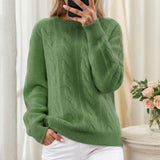 Hot New Sweater Women's Round Collar Color Loose Fashion Knitted Shirt Long