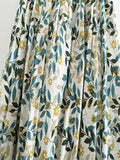 Spring Summer Women High-waisted Floral Printed Skirts Women Casual Midi Skirt All-match With Big Swing QT1715-Outfit
