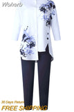 2 Piece Set African Clothes Africa 2023 Dashiki Fashion Print Dresses Suit Bazin Top Pants Elastic Party Plus Size Clothing-Outfit