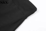 Kliou Solid Concise Two Piece Set Women Skinny Bodycon-shaping Crew Neck Bodysuit+High Waist Slim Sporty Leggings