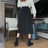 Skirts Women Mid-calf College A-line High Waist Korean Style All-match Friends Streetwear Chic Female Bottom Юбка