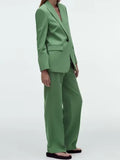 2023 Women Spring Summer 2 pieces sets Fashion Solid Blazers Suit Coats Single Button ang Trousers Female Casual Clothin-Outfit