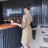 Women Trench Coat Double-Breasted Long Windbreaker Office Lady Duster Coat with Belt Spring Autumn Outerwear Female
