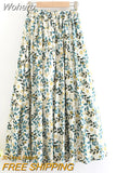 Spring Summer Women High-waisted Floral Printed Skirts Women Casual Midi Skirt All-match With Big Swing QT1715-Outfit