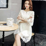 Korean Lace Embroidery Women Dress Plus Size Female
