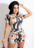 Sexy Fashion Print Short Sleeve