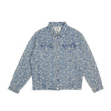 Cashew Print Jeans Jacket Men Lapel Loose Casual Windbreaker Bomber Jacket Veste Homme Streetwear Denim