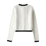 Spring Gold Row Buckle Knitted Coat 3991001-Outfit