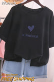 100% Cotton L-5XL T Shirt Plus Size Tshirt Short Sleeve Cartoon Women Top Summer Sweet Couple O Neck Oversized T Shirts-Outfit