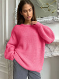 And Winter Ins Style Imitation Marince Sweater Women Lazy Style Temperament Loose Ultra-Soft Knitted Tops
