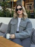 Spring/Autumn Festival New Women's Collar Large Pocket Zipper Short Long-Sleeved Jacket