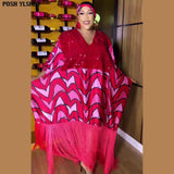 Hijab African National Sequins Party Dress Women Casual Sexy Lady Tassel Maxi Dress Ramadan Vintage Abayas Elegant Dress-Outfit