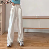Waist Jeans Women Denim PopularDistressed Vintage BF Simple Wide Leg Trousers Fall Stylish Ins Popular Harajuku New-Outfit