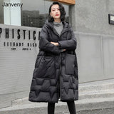 Winter Down Jacket Women Hooded Loose Thick 90% Duck Down Coat Long Casual Parkas Female Zipper Pocket Snow