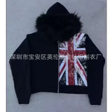 19 Street Threo Cotton-Haired Hob-Throgo-Style Loose Y2k Round Collar Long-Sleeved Shabby