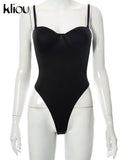 Kliou Mesh Midnight Two Piece Set Women Solid Hot Strapless Body-Shaping Bodysuits+High Waist See Through Short Short