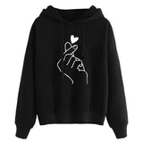 Oversize Hoodies Autumn Kpop Style Love Printed Sweatshirt Streetwear Drawstring Female Hoodie Pullover Top Plus Size