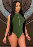 Sexy O-Neck Sleeveless Solid Zippers