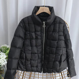 Winter Puufer Fluffy Down Coat Women Stand Color THick Warm Female 90% White Duck Down Jacket Short Feather
