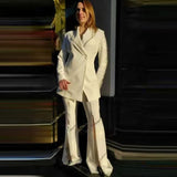 New Fashion Heavy Industry Nails Studded Suit Jacket Open Fork Trousers Set Two