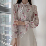 Cute Pink Retro Vintage Ruffles Bow Tie Ribbon Tops Flhjlwoc Basic Elegant Work Formal Single Breasted Button Solid White