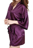 Women's Nightgray Simulation Silk Color Clove And Robe Light Face Solid Color Thin Cardigan Summer Sexy Short