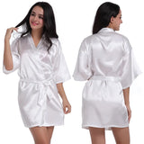 Women's Nightgray Simulation Silk Color Clove And Robe Light Face Solid Color Thin Cardigan Summer Sexy Short