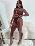 Woherb 2024 Women's Two-Colored Tight-Studded Long-Sleeved
