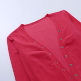 Deep V-neck Buttons Sexy Rompers Women Long Sleeve Jumpsuits Autumn Letter Embroidery Sleepwear Back Flap Streetwear-Outfit