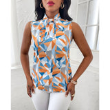 Chiffon Round Neck Printed Sleeve