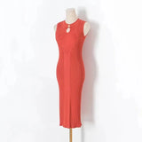 New Vintage High-Grade Ice-Sensitive Silk Sleeveless Slim And Medium-Length Knitted Dress With Bottomed Underwear-Outfit