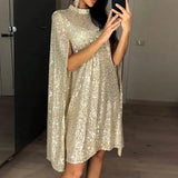 2025 New Small Tie-Collared Bright Dress Loose Women's