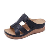 Orthopedic Low Heels Sandals Summer Open Toe Slip on Wedges Comfy Sandals Retro Thick Bottom Corrector Beach Slippers