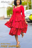 Print Dresses for Women Dashiki Polk Dot Patchwork African Clothes Plus Size Vestidos Africa Cake Dress Christmas Robe-Outfit