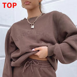 Print Women 2 Piece Set Long Sleeve Sweatshirt Sweatshorts Loose Casual Tracksuit Loungewear 2021 Autumn