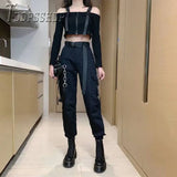 New Arrive High Waist Pocket Korean Women Pants Slim Casual Female