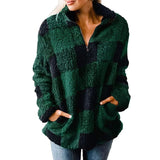 Autumn And Winter Explosion Coat Loosely Thick Lattice High-Necked Plush Coat Coat