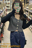 2 Pieces Long Sleeve T-shirts for Women Streetwear Harajuku Halter Crop Top Mujer Korean Style New Arrival College Футболка-Outfit