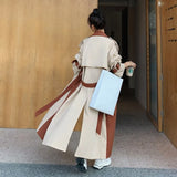 New Long Loose Double-Breasted Women Trench Coat Windbreaker Lady Duster Coat Cloak Spring Autumn Outerwear Female