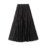 Luxury Light Pressure Folded Skirt Women's Spring And Autumn New Station Big Swing Thin Folded A Skirt