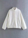 Autumn And Winter New Women's Casual Multi-Color Loose Wool Jacket Dark Buckle Collar