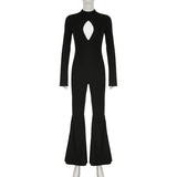 Woherb Women's Wear Sexy Slim Hollow Long Sleeve Jumpsuit Mop Ground Horn