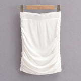 New Fashionable Wrinkle Stretch Slim Solid Color Skirt Summer Skirt Temperament Light Mature Bagged Hip Skirt Woman-Outfit